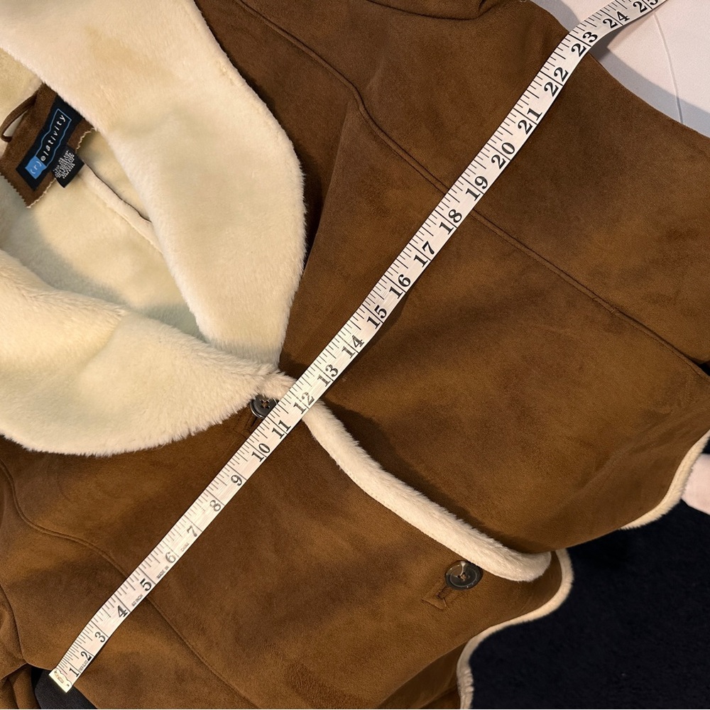 Relativity Rich Brown Faux Suede Sherpa Style Button Front Jacket XL - Picture 10 of 12